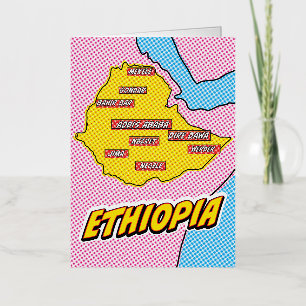 Pop Art geïllustreerde Ethiopië kaart