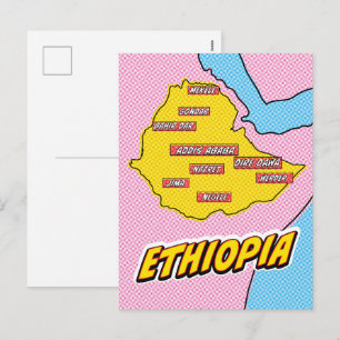 Pop Art geïllustreerde Ethiopië kaart