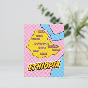 Pop Art geïllustreerde Ethiopië kaart