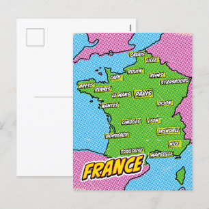 Pop Art geïllustreerde Frankrijk kaart