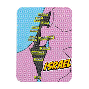 Pop Art geïllustreerde Israël kaart Magneet