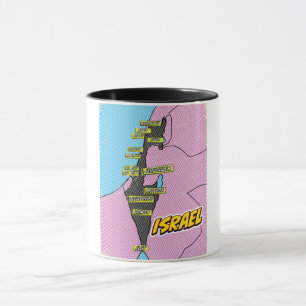 Pop Art geïllustreerde Israël kaart Mok