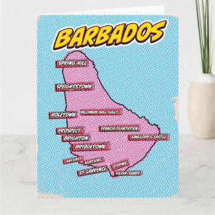 Pop Art geïllustreerde kaart van Barbados
