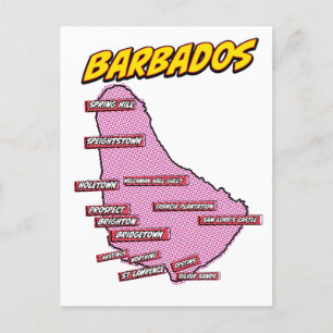 Pop Art geïllustreerde kaart van Barbados