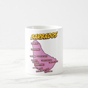 Pop Art geïllustreerde kaart van Barbados Koffiemok