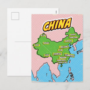 Pop Art geïllustreerde kaart van China