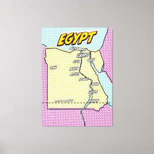 Pop Art geïllustreerde kaart van Egypte Canvas Afdruk