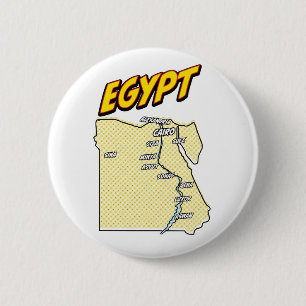Pop Art geïllustreerde kaart van Egypte Ronde Button 5,7 Cm