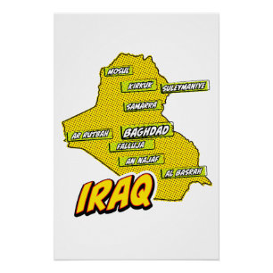Pop Art geïllustreerde kaart van Irak Perfect Poster