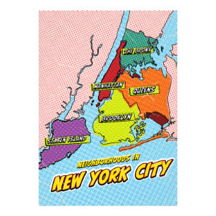 Pop Art geïllustreerde New York City kaart Foto Afdruk