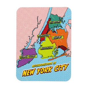 Pop Art geïllustreerde New York City kaart Magneet