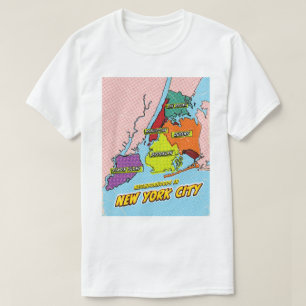 Pop Art geïllustreerde New York City kaart T-shirt