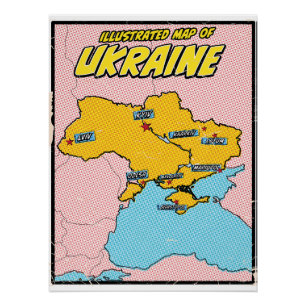 Pop Art Geïllustreerde Oekraïne Perfect Poster