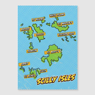 Pop Art geïllustreerde Scilly Isles kaart
