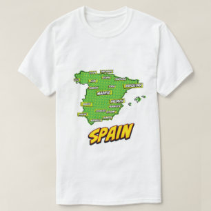 Pop Art geïllustreerde Spanje kaart T-shirt