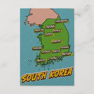 Pop Art geïllustreerde Zuid-Korea kaart