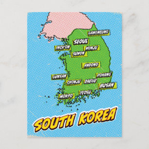 Pop Art geïllustreerde Zuid-Korea kaart