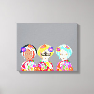 Pop Art Geisha's Canvas Afdruk
