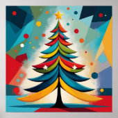 Pop Art Geometric Christmas Feathered Branches Poster (Voorkant)