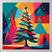 Pop Art Geometric Layered Christmas Tree  Poster (Voorkant)