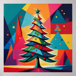 Pop Art Geometric Layered Christmas Tree  Poster