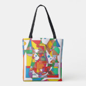 Pop Art Geometric Mermaid Triangle Tote Bag (Dos)