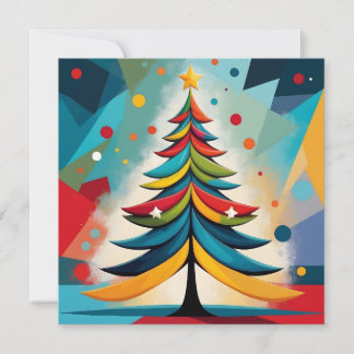Pop Art Geometrische kerst gevederde takken Feestdagenkaart