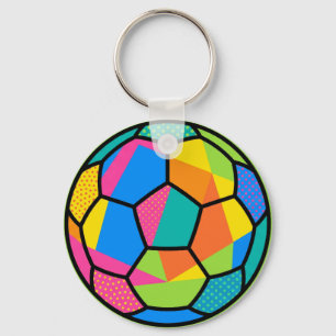 Pop Art Geometrische Voetbal Bal Kunst Sleutelhanger
