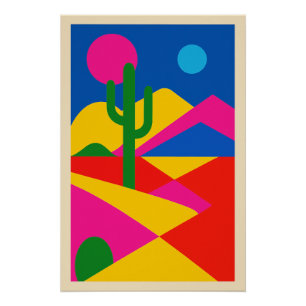 Pop-Art-geometrische woestijn Perfect Poster