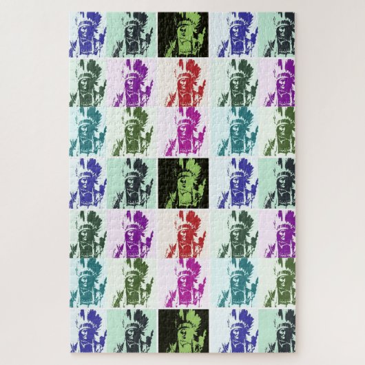 Pop Art Geronimo Indische Legendary Chief Legpuzzel (Verticaal)