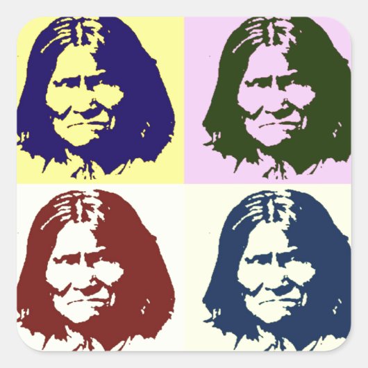 Pop Art Geronimo Vierkante Sticker (Voorkant)