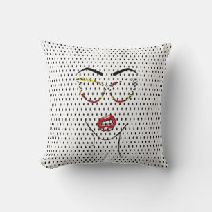  Pop Art Gezicht Lippen Stippen Comic Meisje Kussen