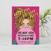 Pop Art Girl Event Birthday Party Invitation (Debout devant)