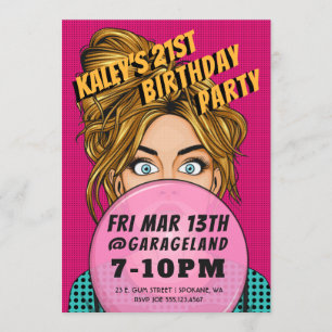 Pop Art Girl Event Birthday Party nodigt uit Kaart