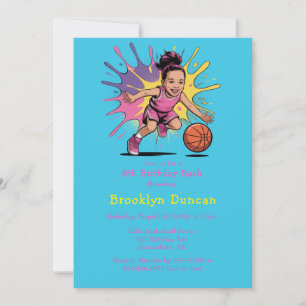 Pop Art Girls Basketbal Verjaardag Bash Kaart