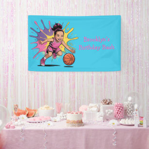 Pop Art Girls Basketbal Verjaardag Bash Spandoek