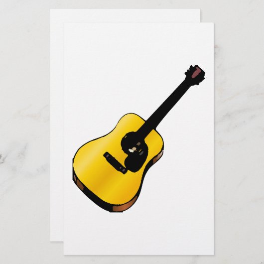 Pop Art Gitaar Briefpapier (Voorkant / Achterkant)