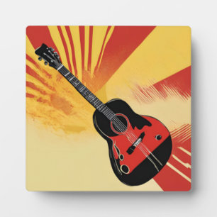 Pop Art Gitaarschilderij Illustratie Vintage Retro Fotoplaat