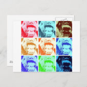 Pop Art Gorilla Briefkaart (Voorkant / Achterkant)