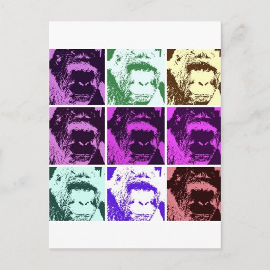 Pop Art Gorilla Gezichten Briefkaart (Voorkant)