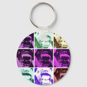 Pop Art Gorilla Gezichten Sleutelhanger