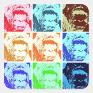 Pop Art Gorilla Vierkante Sticker
