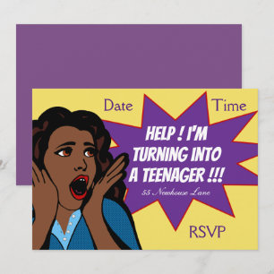 Pop Art grappig tienermeisje Kaart