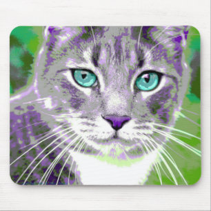 Pop Art Gray Tabby Cat Muismat