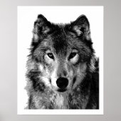 Pop Art Grey Wolf Face Poster Imprimer (Devant)