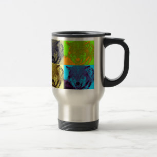 Pop Art Grey Wolf Reisbeker
