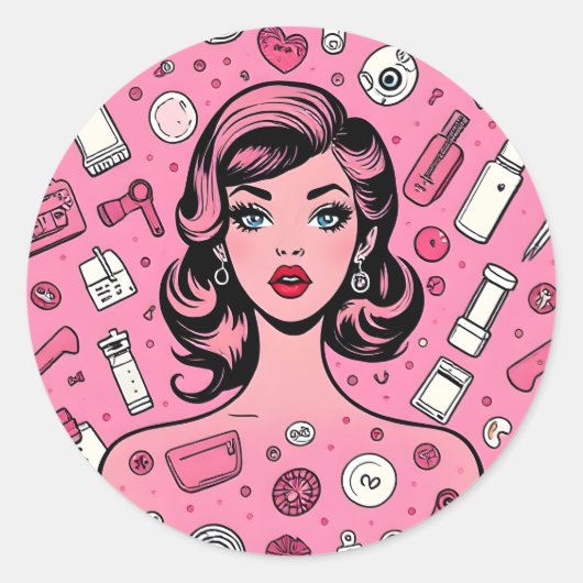 Pop art Gril sticker (Voorkant)