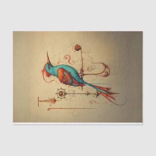 Pop art grillige gekleurde vogel decoupage tissuepapier (Voorkant)