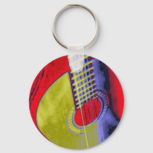 Pop Art Guitar Sleutelhanger (Voorkant)