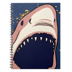 Pop Art Haaienkaken Halftoon Comic Paneel Notitieboek